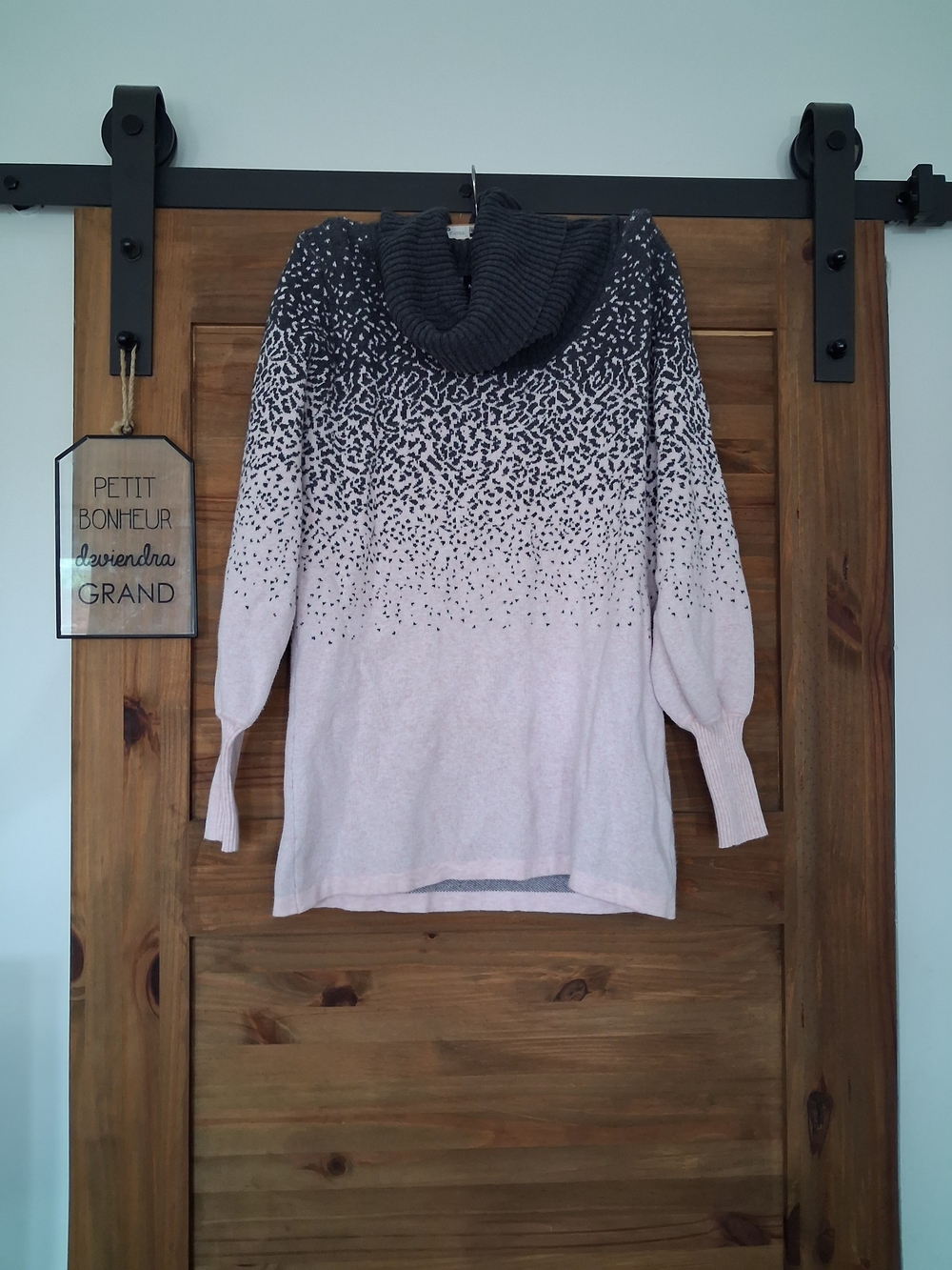 MARBLE Pink and Charcoal Ombre Cowl Neck Sweater